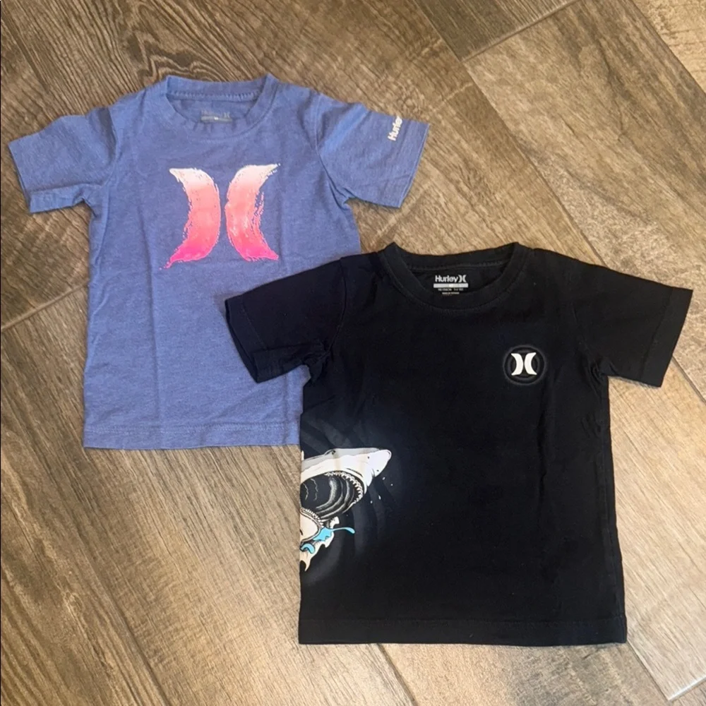 3 Boys Navy, Black and Blue T-Shirts Set by Quicksilver & Hurley - Picture 2 of 5